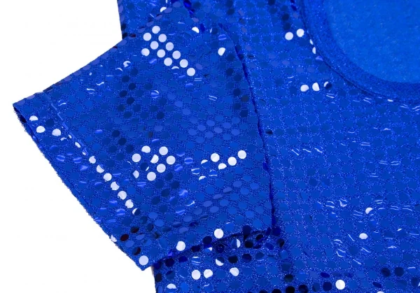 コムデギャルソンCOMME des GARCONS スパンコールスクエアデザインTシャツ 青S K-109787_005