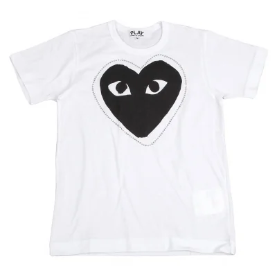 ★COMME des GARCONS★ラインストーン ハート 半袖 Tシャツ プレイ コムデギャルソン 赤ハート×ラインストーン 半袖Tシャツ