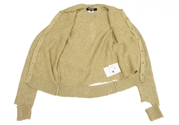ジュンヤワタナベ コムデギャルソンJUNYA WATANABE COMME des GARCONS安全ピン装飾ダメージデザインラメカーディガン ゴールドM K-109802_010