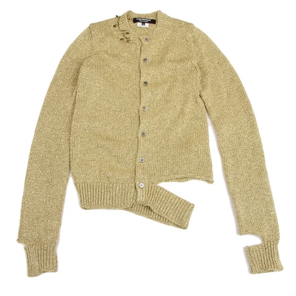 ジュンヤワタナベ コムデギャルソンJUNYA WATANABE COMME des GARCONS安全ピン装飾ダメージデザインラメカーディガン ゴールドM K-109802_002