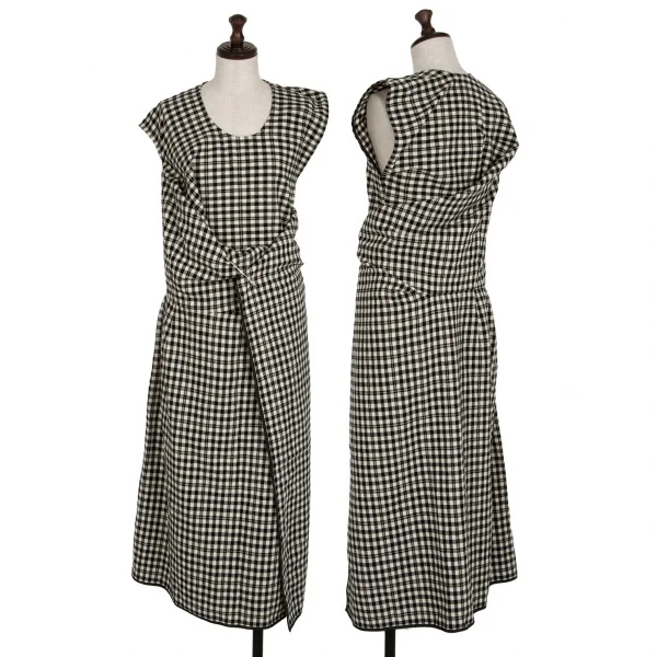 コムデギャルソンCOMME des GARCONSブロックチェックラップデザイントップス アイボリー黒M K-109829_001