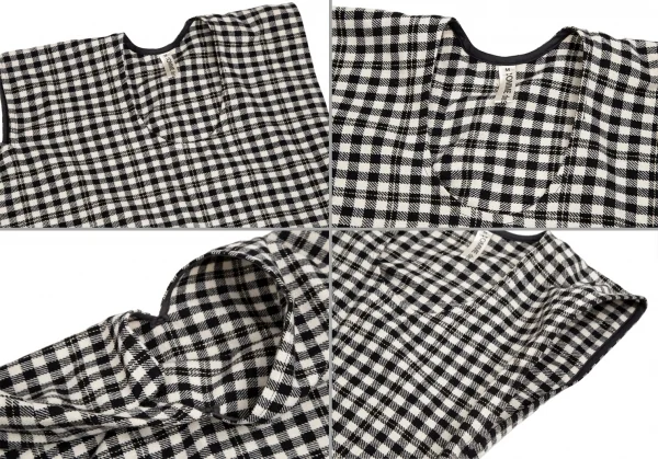 コムデギャルソンCOMME des GARCONSブロックチェックラップデザイントップス アイボリー黒M K-109829_003