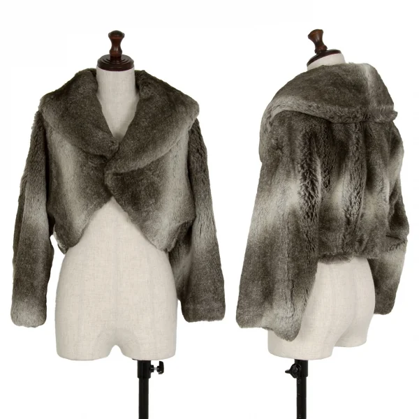ジュンヤワタナベ コムデギャルソンJUNYA WATANABE COMME des GARCONS フェイクファーボレロジャケット グレーS位 K-109837_001