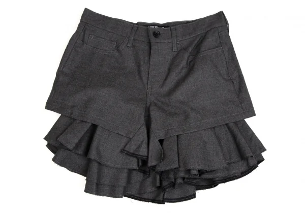 ジュンヤワタナベ コムデギャルソンJUNYA WATANABE COMME des GARCONSウールフリル切替レイヤーショートパンツ グレーM K-109838_002