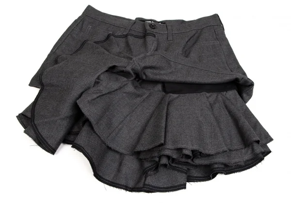 ジュンヤワタナベ コムデギャルソンJUNYA WATANABE COMME des GARCONSウールフリル切替レイヤーショートパンツ グレーM K-109838_006