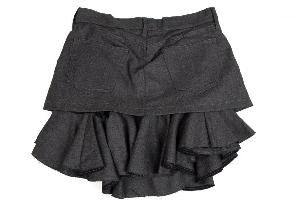 ジュンヤワタナベ コムデギャルソンJUNYA WATANABE COMME des GARCONSウールフリル切替レイヤーショートパンツ グレーM K-109838_009