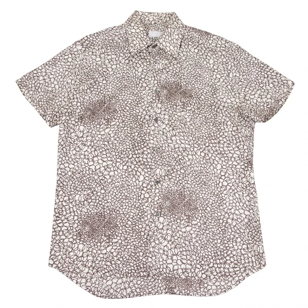 プラダPRADA サークルプリント半袖シャツ オフモカブラウン40 K-109855_001