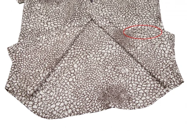 プラダPRADA サークルプリント半袖シャツ オフモカブラウン40 K-109855_011