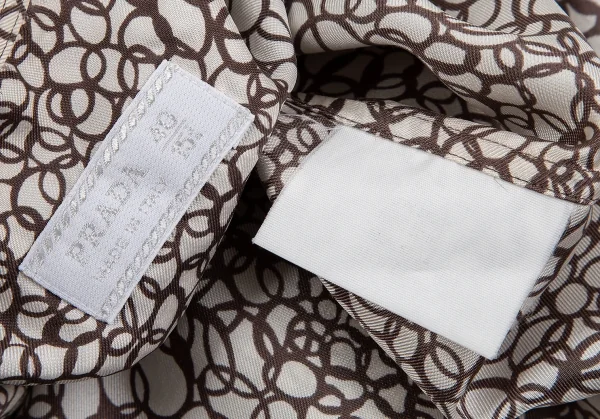 プラダPRADA サークルプリント半袖シャツ オフモカブラウン40 K-109855_016