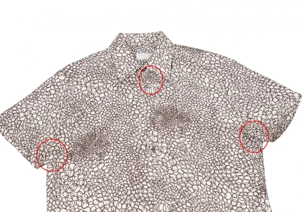 プラダPRADA サークルプリント半袖シャツ オフモカブラウン40 K-109855_002