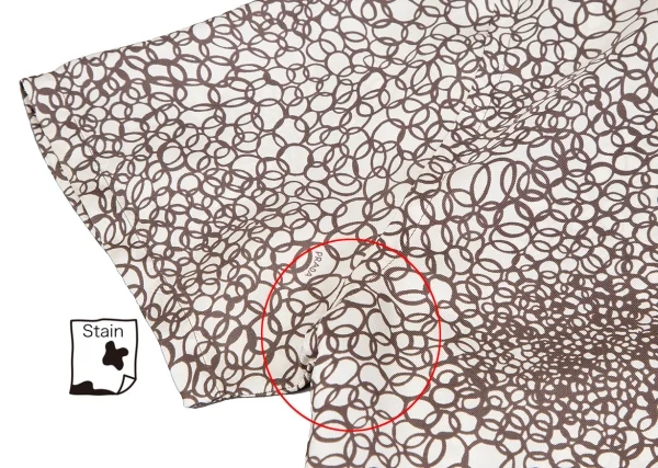 プラダPRADA サークルプリント半袖シャツ オフモカブラウン40 K-109855_004