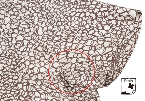 プラダPRADA サークルプリント半袖シャツ オフモカブラウン40 K-109855_005