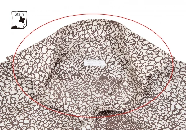 プラダPRADA サークルプリント半袖シャツ オフモカブラウン40 K-109855_006