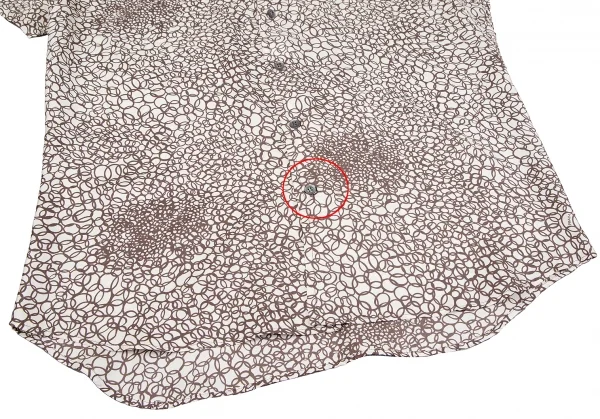 プラダPRADA サークルプリント半袖シャツ オフモカブラウン40 K-109855_009