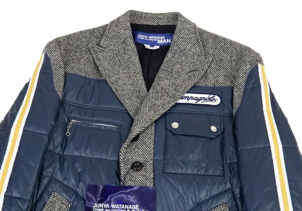 新品!ジュンヤワタナベマン コムデギャルソン×カンパニョーロ レーシングダウンドッキングヘリンボーンコート グレー紺他L K-109867_002