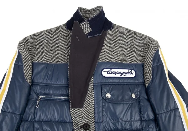 新品!ジュンヤワタナベマン コムデギャルソン×カンパニョーロ レーシングダウンドッキングヘリンボーンコート グレー紺他L K-109867_004