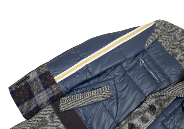 新品!ジュンヤワタナベマン コムデギャルソン×カンパニョーロ レーシングダウンドッキングヘリンボーンコート グレー紺他L K-109867_006