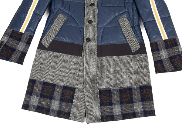 新品!ジュンヤワタナベマン コムデギャルソン×カンパニョーロ レーシングダウンドッキングヘリンボーンコート グレー紺他L K-109867_009