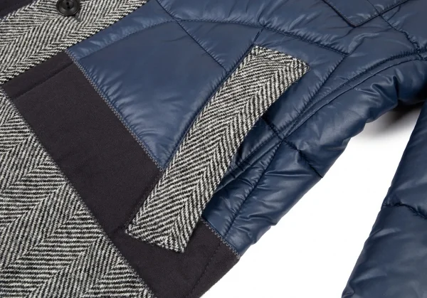新品!ジュンヤワタナベマン コムデギャルソン×カンパニョーロ レーシングダウンドッキングヘリンボーンコート グレー紺他L K-109867_010