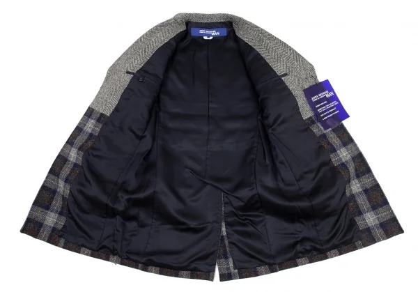 新品!ジュンヤワタナベマン コムデギャルソン×カンパニョーロ レーシングダウンドッキングヘリンボーンコート グレー紺他L K-109867_011
