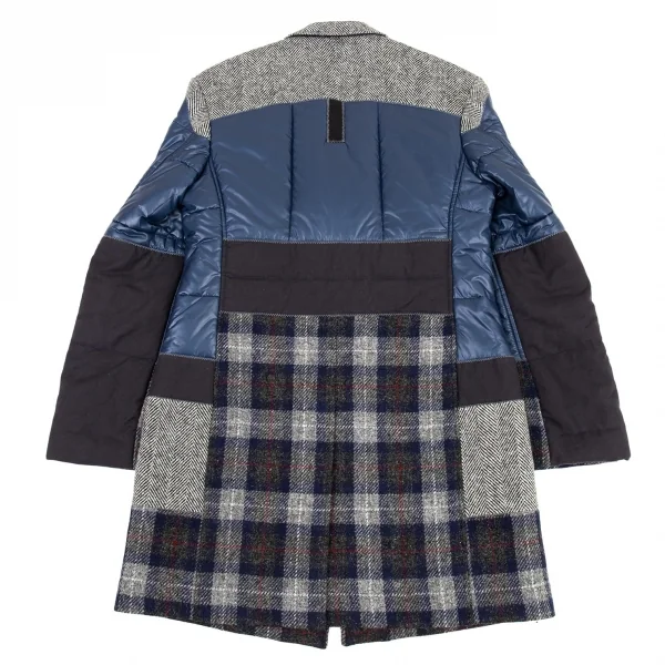 新品!ジュンヤワタナベマン コムデギャルソン×カンパニョーロ レーシングダウンドッキングヘリンボーンコート グレー紺他L K-109867_012