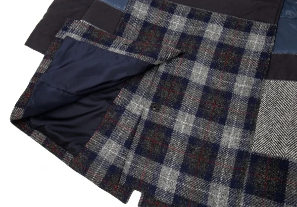 新品!ジュンヤワタナベマン コムデギャルソン×カンパニョーロ レーシングダウンドッキングヘリンボーンコート グレー紺他L K-109867_016