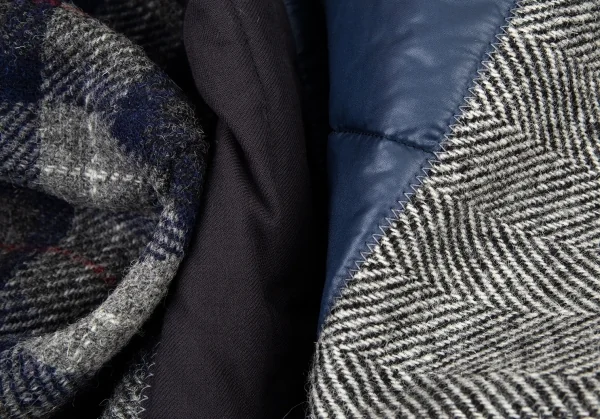 新品!ジュンヤワタナベマン コムデギャルソン×カンパニョーロ レーシングダウンドッキングヘリンボーンコート グレー紺他L K-109867_017