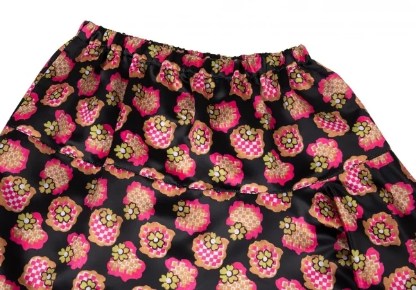 新品!トリココムデギャルソンtricot COMME des GARCONS フラワープリント中綿切替デザインスカート 黒オレンジピンクM位 K-109873_004