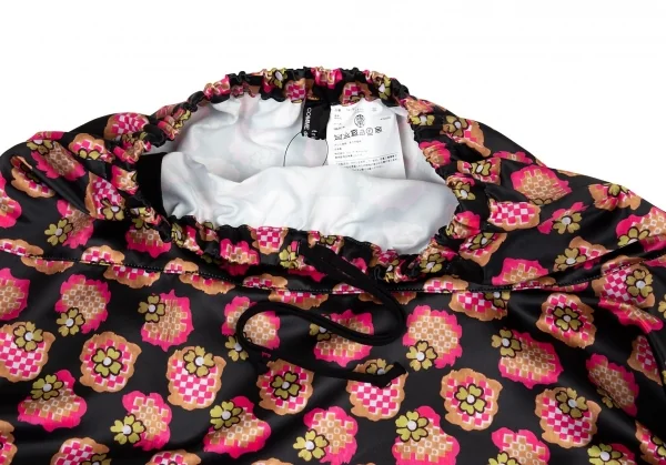 新品!トリココムデギャルソンtricot COMME des GARCONS フラワープリント中綿切替デザインスカート 黒オレンジピンクM位 K-109873_006