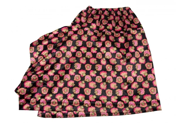 新品!トリココムデギャルソンtricot COMME des GARCONS フラワープリント中綿切替デザインスカート 黒オレンジピンクM位 K-109873_012