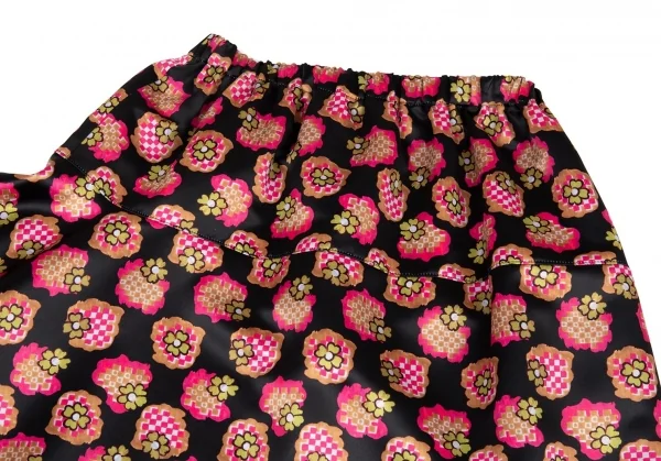 新品!トリココムデギャルソンtricot COMME des GARCONS フラワープリント中綿切替デザインスカート 黒オレンジピンクM位 K-109873_013