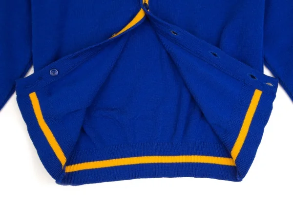 グッドデザインショップ コムデギャルソンGOOD DESIGN SHOP COMME des GARCONS アクリルゴロプリントラインニットカーディガン 青S K-109890_010