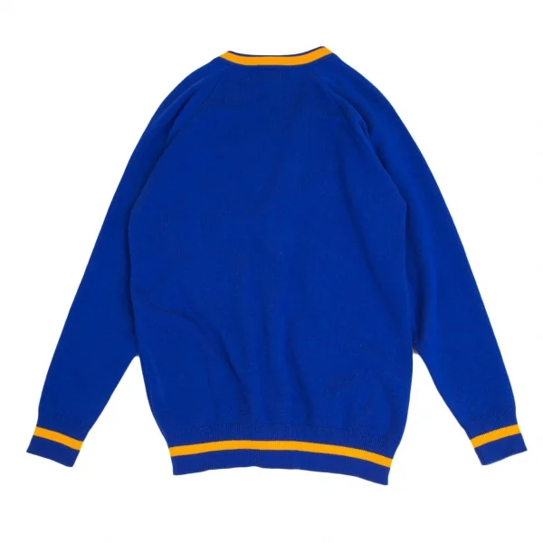 グッドデザインショップ コムデギャルソンGOOD DESIGN SHOP COMME des GARCONS アクリルゴロプリントラインニットカーディガン 青S K-109890_011