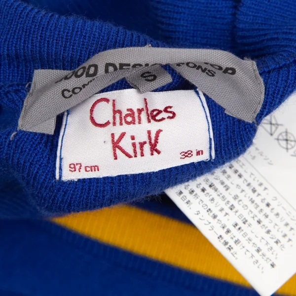 グッドデザインショップ コムデギャルソンGOOD DESIGN SHOP COMME des GARCONS アクリルゴロプリントラインニットカーディガン 青S K-109890_013