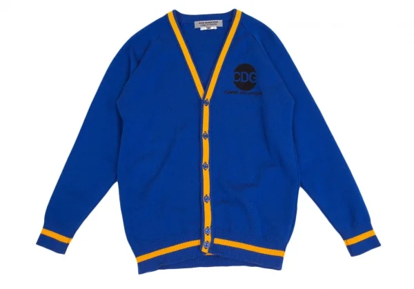 グッドデザインショップ コムデギャルソンGOOD DESIGN SHOP COMME des GARCONS アクリルゴロプリントラインニットカーディガン 青S K-109890_002
