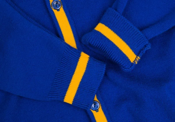 グッドデザインショップ コムデギャルソンGOOD DESIGN SHOP COMME des GARCONS アクリルゴロプリントラインニットカーディガン 青S K-109890_007