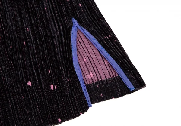 イッセイミヤケ フェットISSEY MIYAKE FETE ドットオパール加工ベロアジャケット 黒紫2 K-109929_011