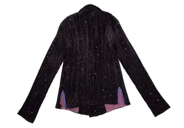 イッセイミヤケ フェットISSEY MIYAKE FETE ドットオパール加工ベロアジャケット 黒紫2 K-109929_013