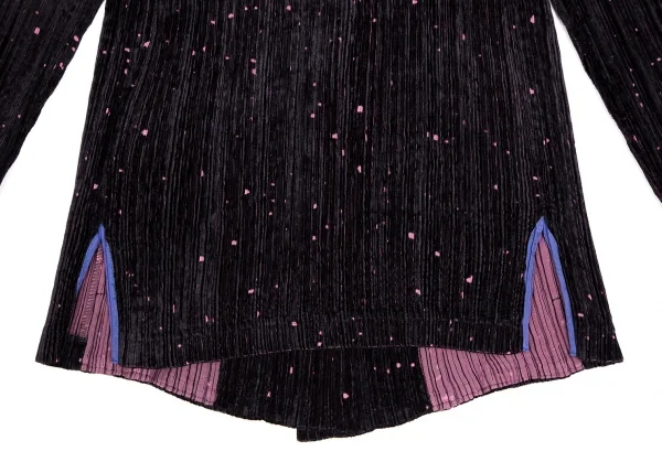 イッセイミヤケ フェットISSEY MIYAKE FETE ドットオパール加工ベロアジャケット 黒紫2 K-109929_014