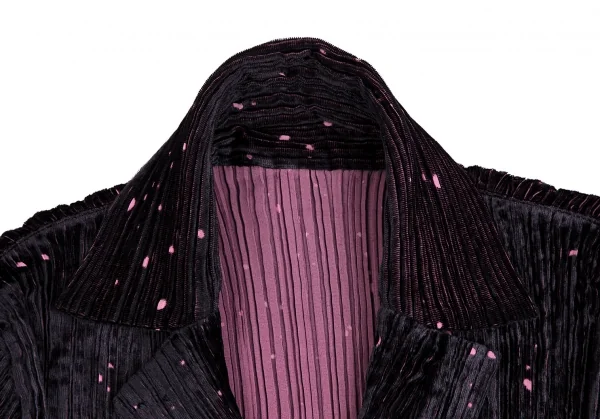 イッセイミヤケ フェットISSEY MIYAKE FETE ドットオパール加工ベロアジャケット 黒紫2 K-109929_004