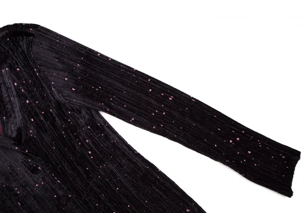 イッセイミヤケ フェットISSEY MIYAKE FETE ドットオパール加工ベロアジャケット 黒紫2 K-109929_006