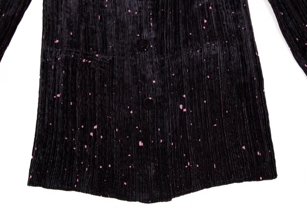 イッセイミヤケ フェットISSEY MIYAKE FETE ドットオパール加工ベロアジャケット 黒紫2 K-109929_009