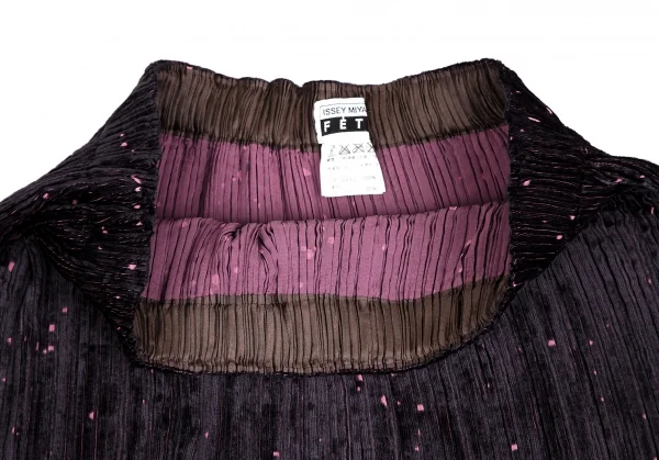 イッセイミヤケ フェットISSEY MIYAKE FETE ドットオパール加工ベロアフレアスカート 黒紫2 K-109930_004