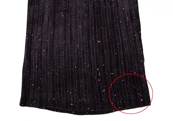 イッセイミヤケ フェットISSEY MIYAKE FETE ドットオパール加工ベロアフレアスカート 黒紫2 K-109930_005