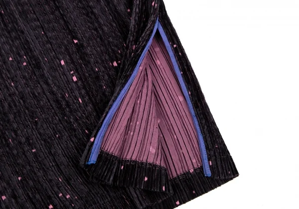 イッセイミヤケ フェットISSEY MIYAKE FETE ドットオパール加工ベロアフレアスカート 黒紫2 K-109930_007