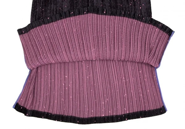 イッセイミヤケ フェットISSEY MIYAKE FETE ドットオパール加工ベロアフレアスカート 黒紫2 K-109930_008