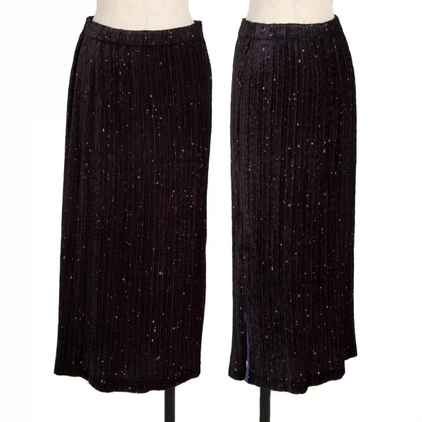 イッセイミヤケ フェットISSEY MIYAKE FETE ドットオパール加工ベロアセットアップスーツ 黒紫2 K-109931_012