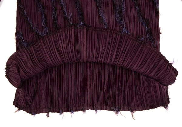 プリーツプリーズPLEATS PLEASE バイアスフリンジスキッパーカットソー 紫3 K-109941_011