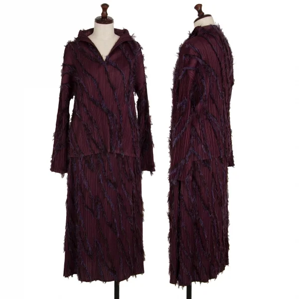 プリーツプリーズPLEATS PLEASE バイアスフリンジスキッパーカットソー 紫3 K-109941_016