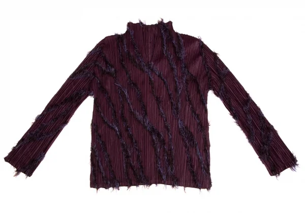 プリーツプリーズPLEATS PLEASE バイアスフリンジスキッパーカットソー 紫3 K-109941_002